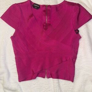 Bebe Fuchsia Wrap Crop Top